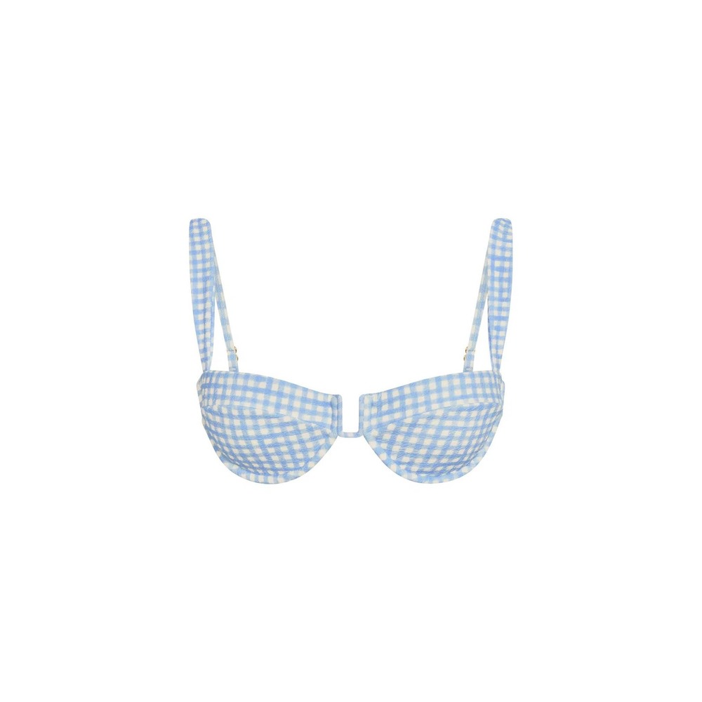 Monday Swimwear Cala Roja Top Sky Gingham VV New With Tags